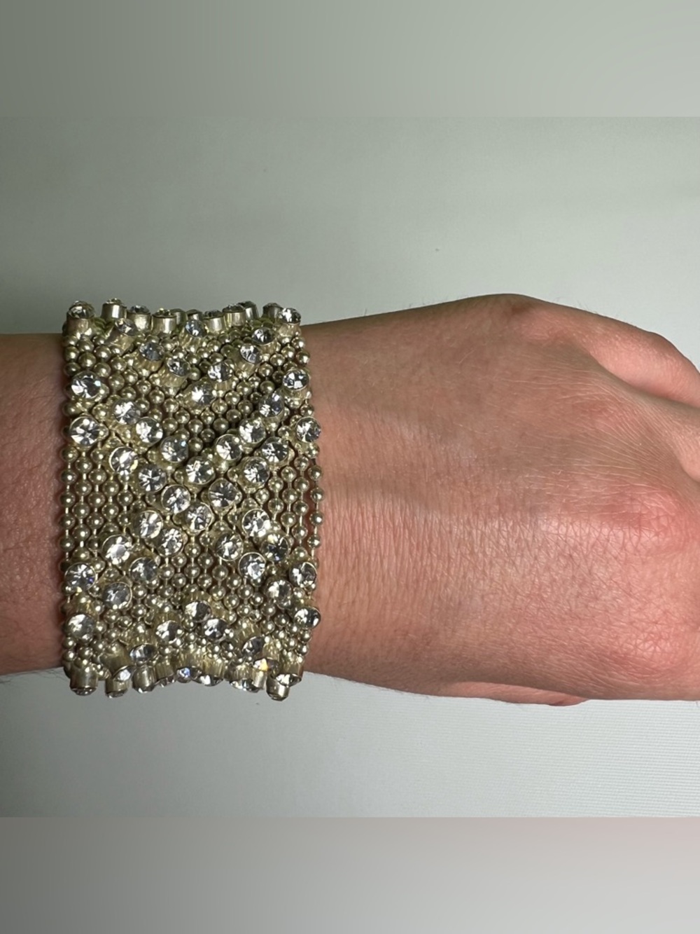 VINTAGE GUANG TONG VINTAGE WIDE MESH CUFF BRACELET LIQUID METAL